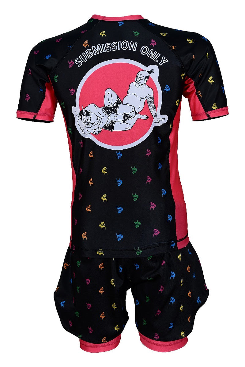 Oni “Finisher” Black Short Sleeve Rash Guard – Lower Body Submission Edition