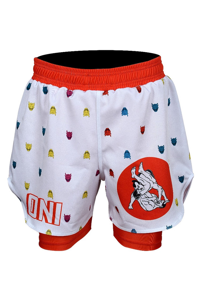 Oni “Finisher” White Combination Shorts – Upper Body Submission Edition