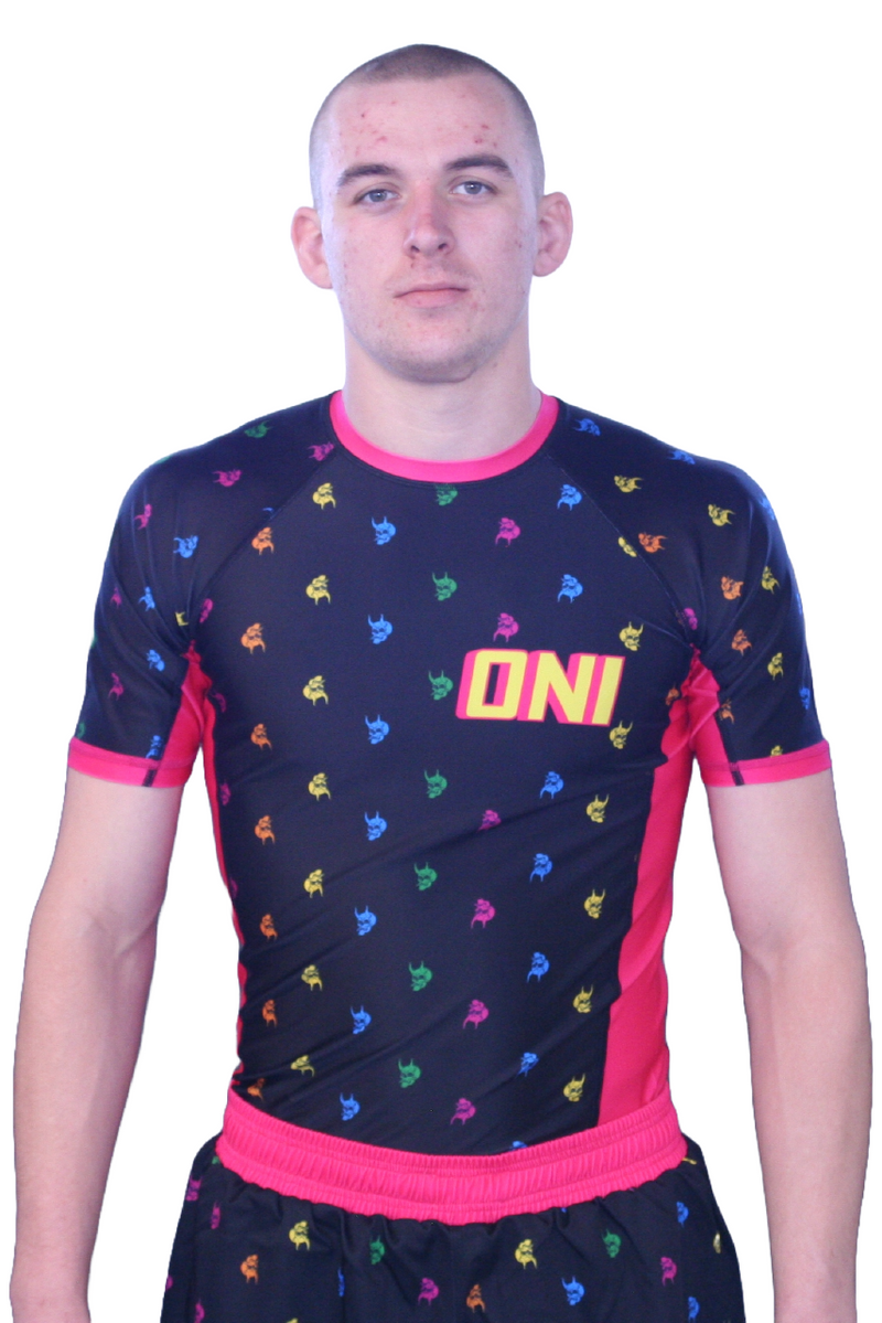 Oni “Finisher” Black Short Sleeve Rash Guard – Lower Body Submission Edition