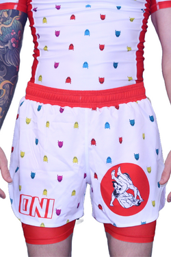 Oni “Finisher” White Combination Shorts – Upper Body Submission Edition