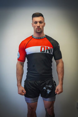 Oni "B-Evil" Black Ranked Short Sleeve Rash Guard