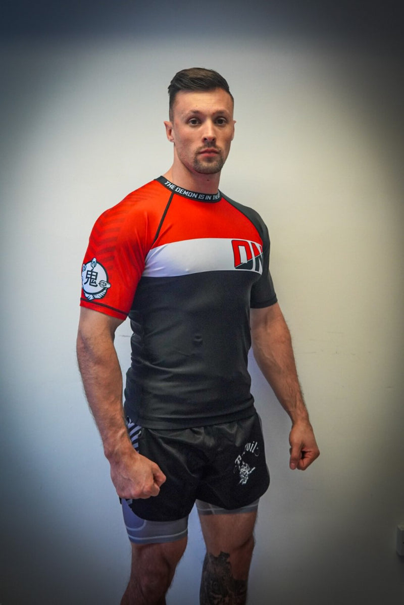 Oni "B-Evil" Black Ranked Short Sleeve Rash Guard