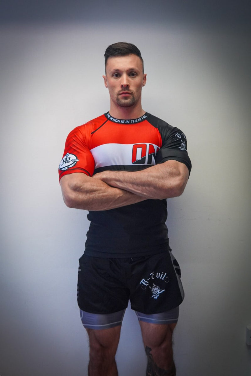 Oni "B-Evil" Black Ranked Short Sleeve Rash Guard