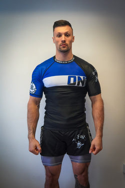 Oni "B-Evil" Blue Ranked Short Sleeve Rash Guard