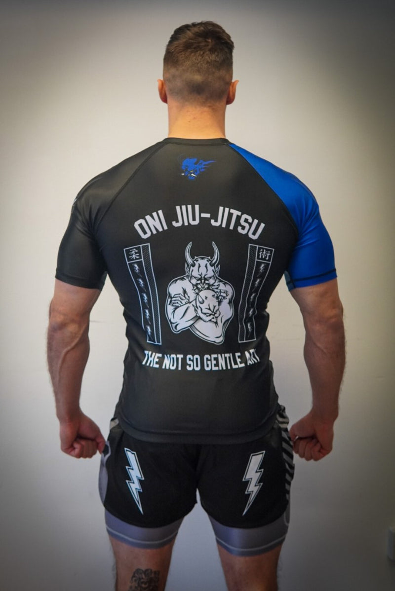 Oni "B-Evil" Blue Ranked Short Sleeve Rash Guard