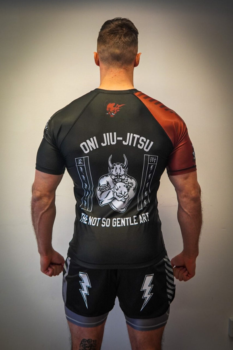 Oni "B-Evil" Brown Ranked Short Sleeve Rash Guard