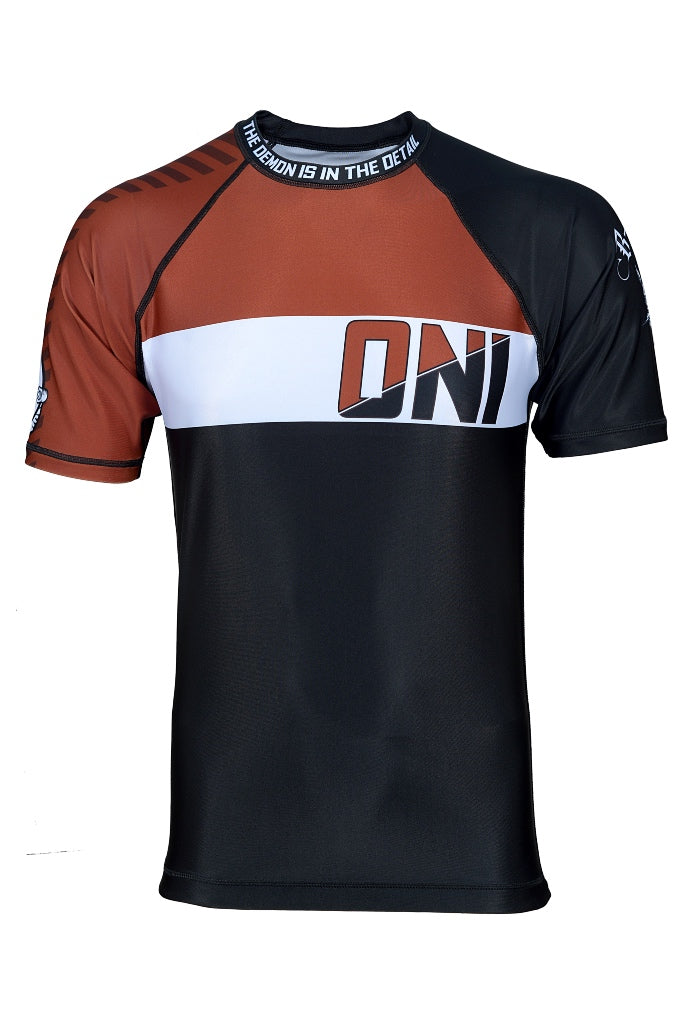 Oni "B-Evil" Brown Ranked Short Sleeve Rash Guard