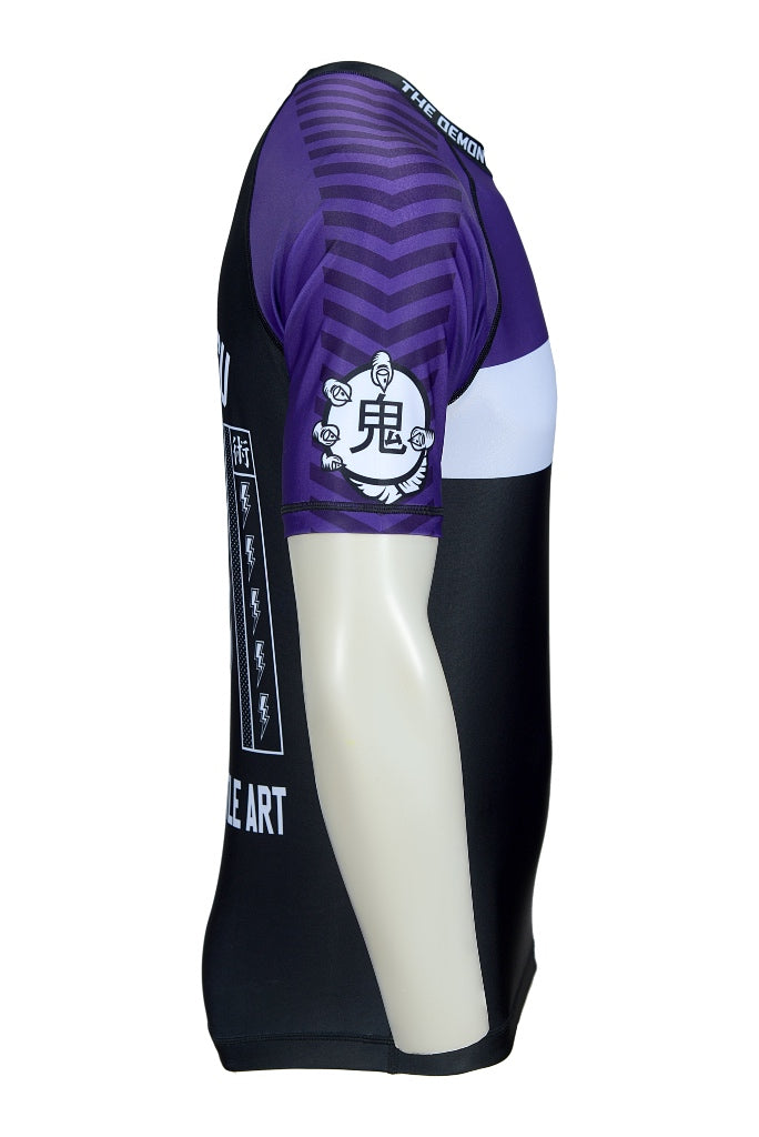 Oni "B-Evil" Purple Ranked Short Sleeve Rash Guard