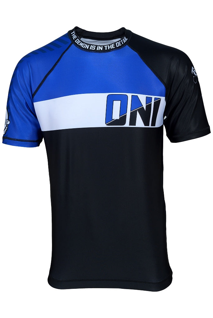 Oni "B-Evil" Blue Ranked Short Sleeve Rash Guard