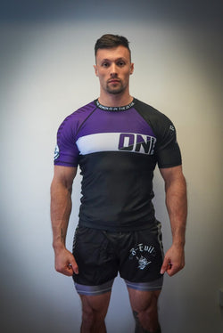 Oni "B-Evil" Purple Ranked Short Sleeve Rash Guard