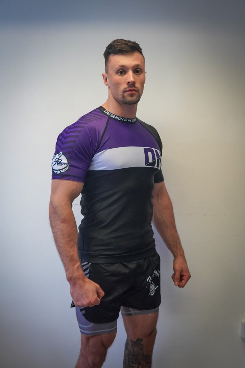 Oni "B-Evil" Purple Ranked Short Sleeve Rash Guard