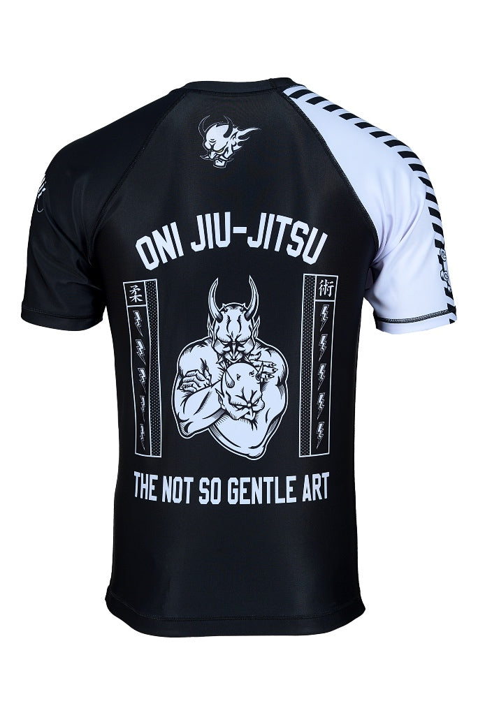 Oni "B-Evil" White Ranked Short Sleeve Rash Guard