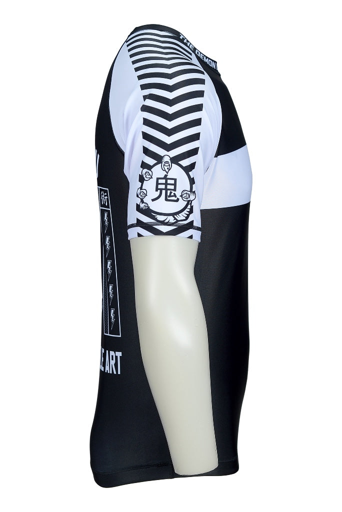 Oni "B-Evil" White Ranked Short Sleeve Rash Guard